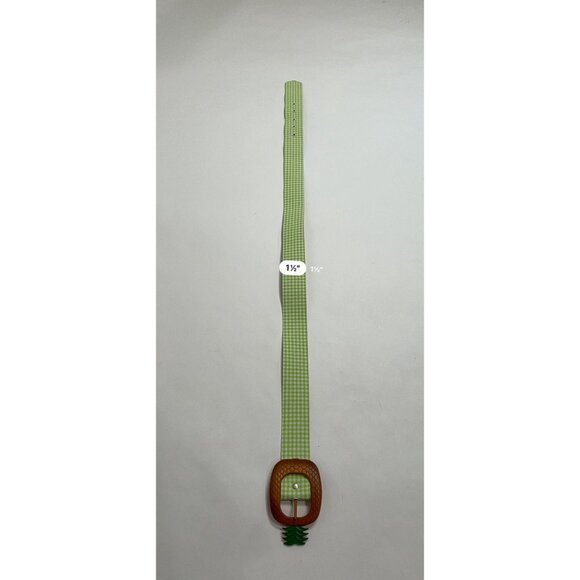 La Veste Gingham Pineapple Belt in Green/White